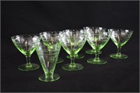 8 Tiffin Green Pillar Optic Depression Glass