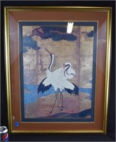 Framed Multi Panel Oil on Board EGRET Painting