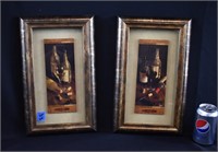 Pair of Bronze Style Framed WIne Decor Pictures