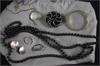 Costume Jewelry Black & Silver Tone