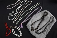 Costume Jewelry Glass Beads & Clip earrings