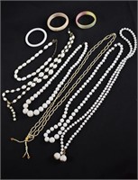 Costume Jewelry White Beads Bangles