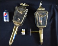 2 Brass Electrified English Eagle Street Lanterns