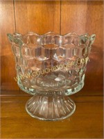 Homco Clear Glass Cubist Pedestal Bowl
