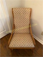 Small Upholstered Wooden Rocking Chair