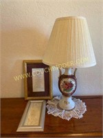 Beautiful Burgandy porcelain lamp and more