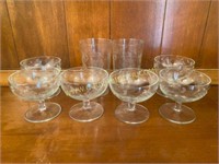 Vintage Glasses & Sherbets w/ Etched Grapes