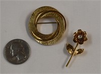 2 12KT Gold Filled Brooches