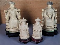 Lot of 4 Seated Asian figures
