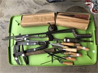 Lot of masonry tools and roofing tools