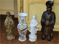 Vase and 3 statues