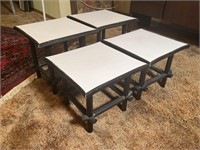 Set of 4 mid century bamboo and formica tables