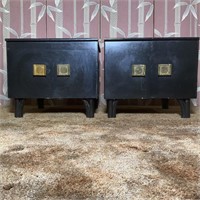 Pair of mid century Asian style side cabinets