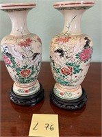 M - MATCHING PAIR OF ASIAN VASES W/STANDS (L76)