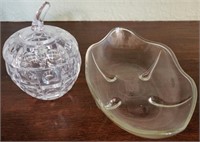 M - GLASS APPLE CANDY JAR & SERVING BOWL (L47)