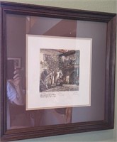 M - FRAMED, SIGNED BEETHOVEN ETCHING W/COA 21X20"