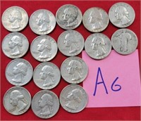 M - SILVER LOT OF QUARTERS (A6)