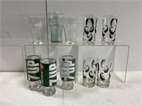 Assorted Vintage Glasses; 7UP, Coca-Cola