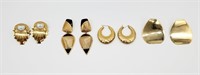 5 Pair of Gold Tone Pierced Earrings