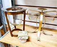 Three Gold Toned Candle Holders
