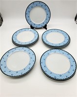 12 Thun Blue Cherry Dinner Plates