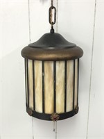 Vintage Slag Glass Hanging Lamp