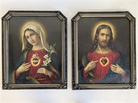 Pair of Vintage Framed Religious Lithographs