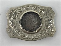 1884 Morgan Silver Dollar Chambers Belt Buckle
