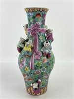 Vintage 14.5" Chinese 7 Boy Fertility Vase