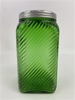 Vintage Illinois Glass Emerald Kitchen Canister