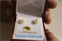 14 KT PEARL EARINGS - GENUINE DIAMONDS & GEMSTONE