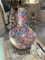 Antique Multi-Colored Vase w Flute