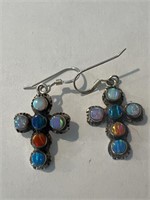 Opal Cross Earrings