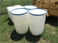 3 White Poly 55 gallon Drums / Barrels