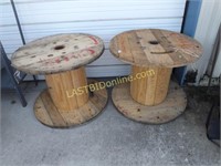 2 Large Wooden Wire Spools
