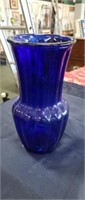 Cobalt blue ribbed 10 in flower vase