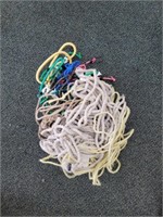 ASSORTED ROPE & BUNGEE CORDS & MILK CRATE