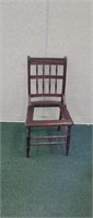 Antique solid wood chair, missing seat caning,