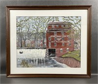 Oil On Canvas Walnut Grove Watermill Painting