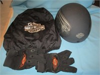 Harley Davidson Motorcycle Helmet & Riding Gloves