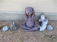 5pc Garden Decor - Rabbits / Squirrel / Key Rocks