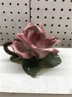 Large 5” rose Capodimonte flower candle holder