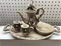 Vintage Capodimonte tea set tea pot 2 cups