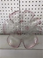 Pink flower bowl unknown maker 11”