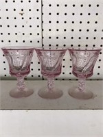 Vintage lot of 3 Fostoria Jamestown pink glasses