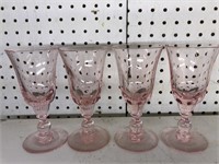 Vintage lot of 4 Pink 6” glasses unknown maker