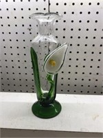Vintage Art glass 3 flower vase 9 1/2”