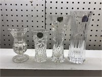 Lot of 4 Crystal vase 4” to 6 1/2” Lenox and