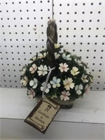 Vintage Beautiful Capodimonte flower basket 10”