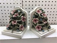 Vintage Beautiful Capodimonte floral bookends